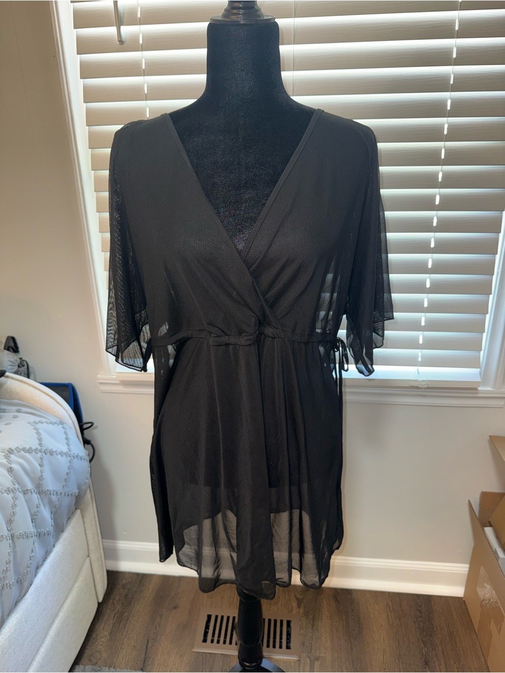 Black Sheer Mesh Swim Cover Up Dress – Size M